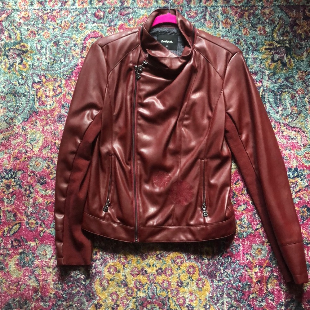Desigual red leather jacket
